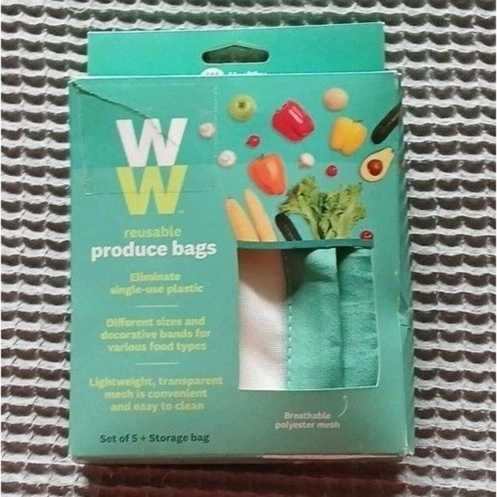 WW Reusable Breathable Polyester Mesh Produce Bags 4-Pack 16.25x12 and 13x12